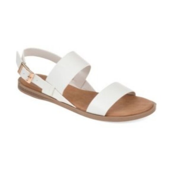 Journee Collection Womens 10 Lavine Slingback Strap Flat Sandals White - Picture 1 of 5